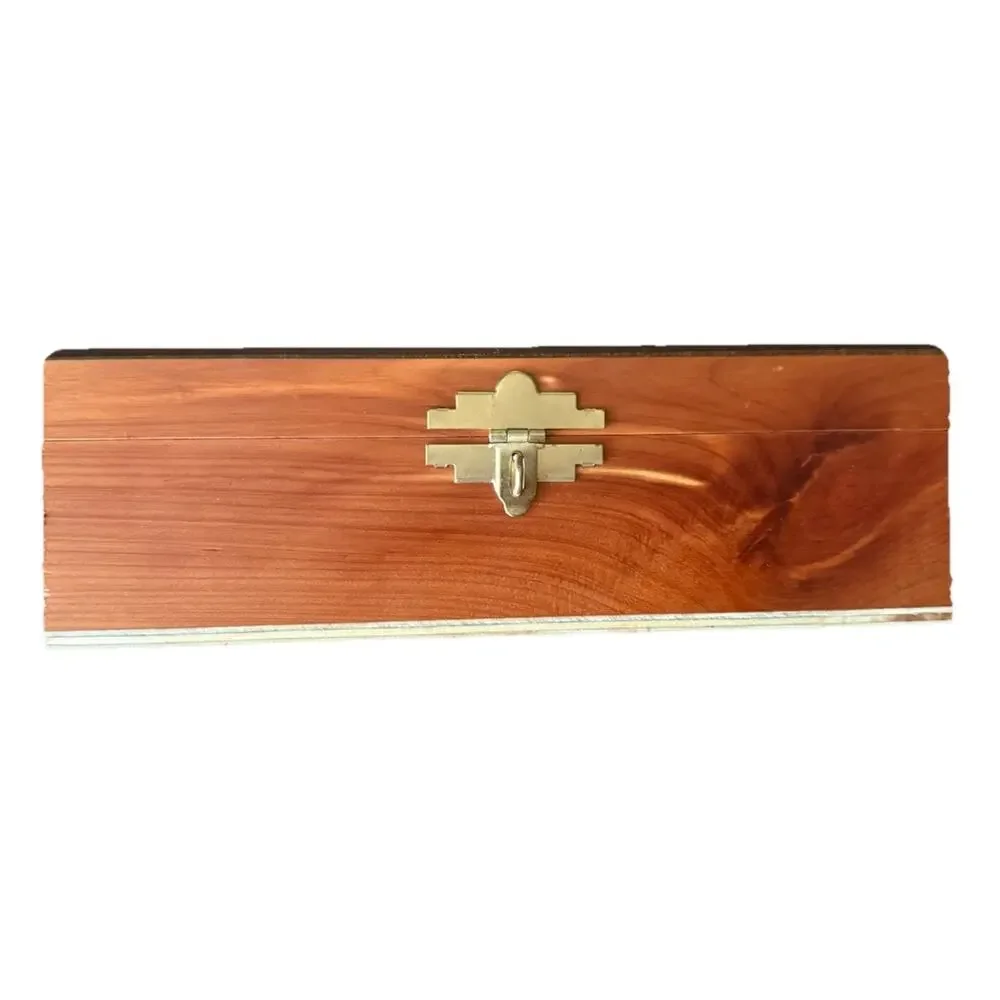 Timber Wolf Cedar Keepsake Box Jewelry Memory Chest Brass Latch Gift